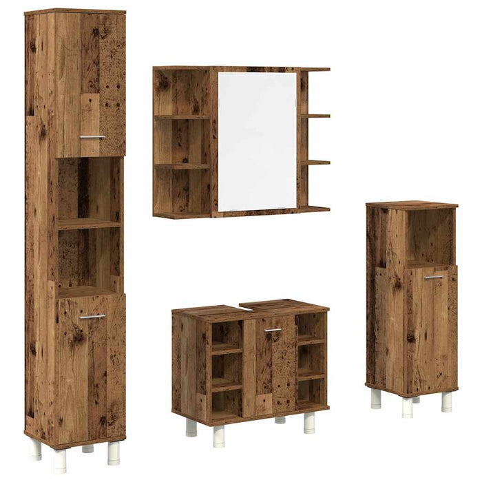Set mobilier de baie, 4 piese, lemn vechi, lemn prelucrat - WALTI WALTI