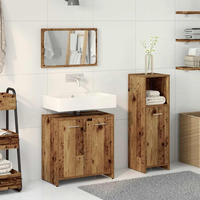 Set mobilier de baie, 3 piese, lemn vechi, lemn prelucrat - WALTI WALTI