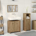 Set mobilier de baie, 3 piese, stejar artizanal, lemn prelucrat - WALTI WALTI