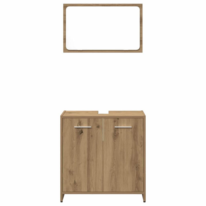 Set mobilier de baie, 3 piese, stejar artizanal, lemn prelucrat - WALTI WALTI