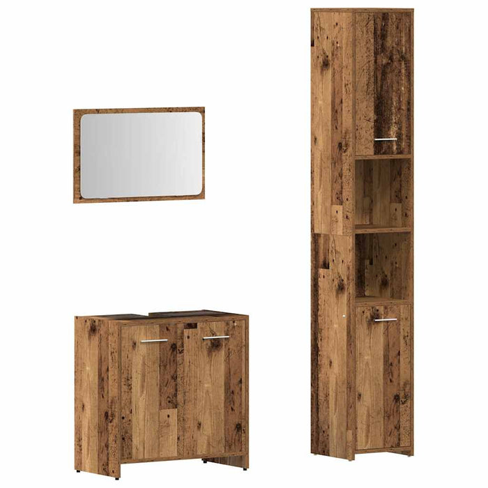 Set mobilier de baie, 3 piese, lemn vechi, lemn prelucrat - WALTI WALTI