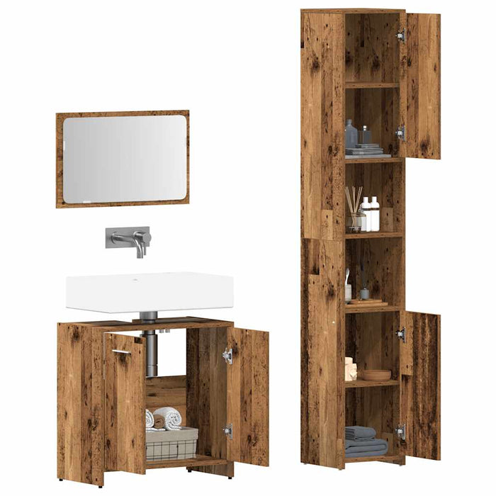 Set mobilier de baie, 3 piese, lemn vechi, lemn prelucrat - WALTI WALTI