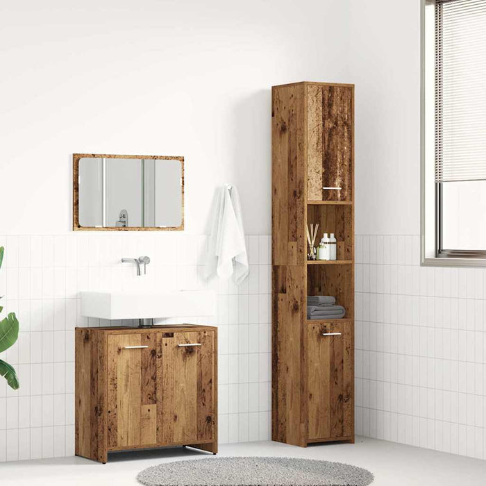 Set mobilier de baie, 3 piese, lemn vechi, lemn prelucrat - WALTI WALTI