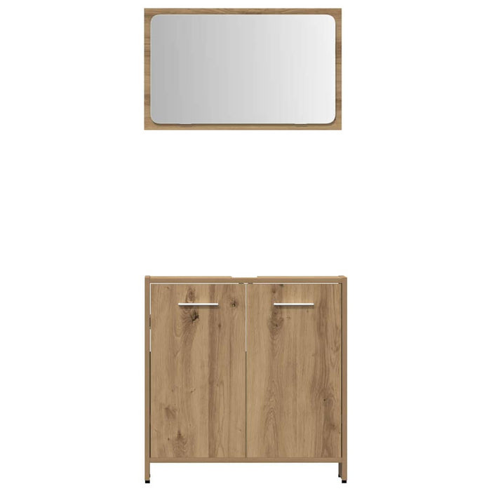 Set mobilier de baie, 3 piese, stejar artizanal, lemn prelucrat - WALTI WALTI