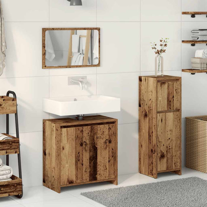 Set mobilier de baie, 3 piese, lemn vechi, lemn prelucrat - WALTI WALTI