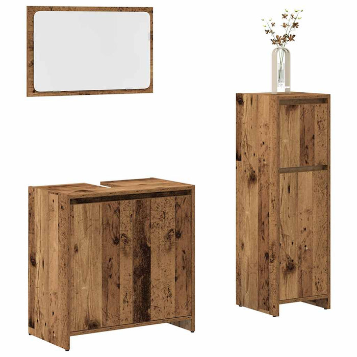 Set mobilier de baie, 3 piese, lemn vechi, lemn prelucrat - WALTI WALTI