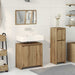 Set mobilier de baie, 3 piese, stejar artizanal, lemn prelucrat - WALTI WALTI