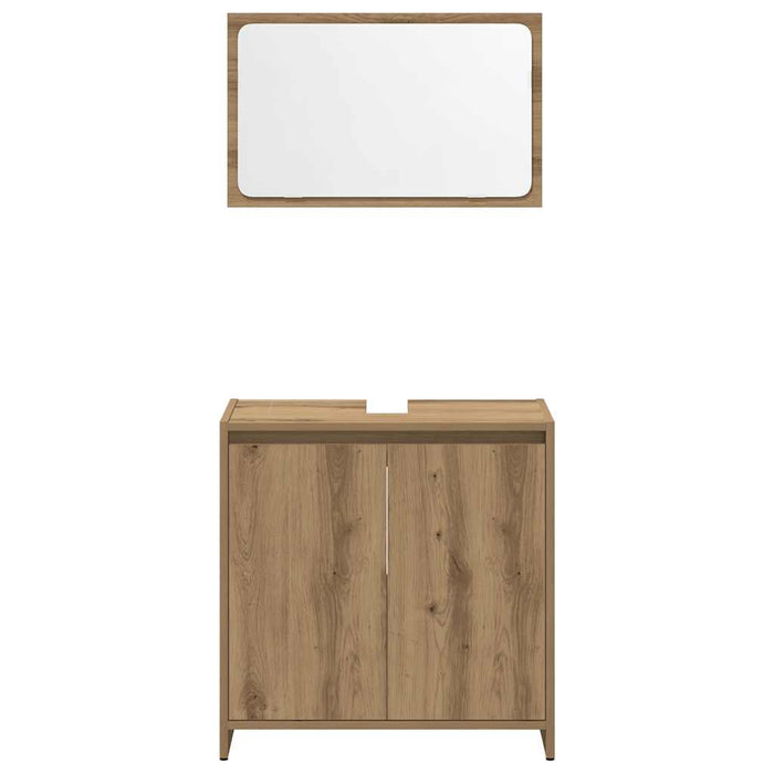 Set mobilier de baie, 3 piese, stejar artizanal, lemn prelucrat - WALTI WALTI