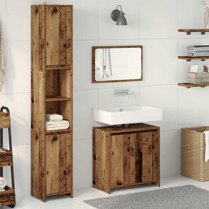 Set mobilier de baie, 3 piese, lemn vechi, lemn prelucrat - WALTI WALTI