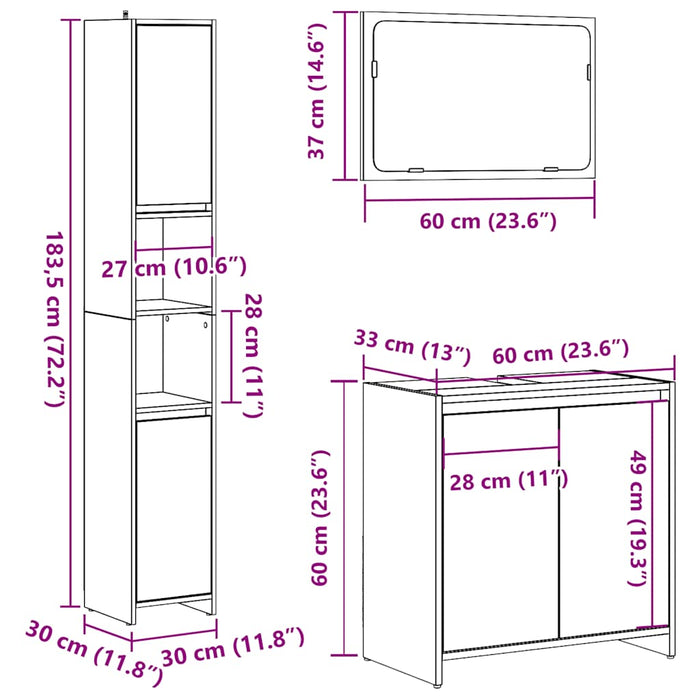 Set mobilier de baie, 3 piese, lemn vechi, lemn prelucrat - WALTI WALTI