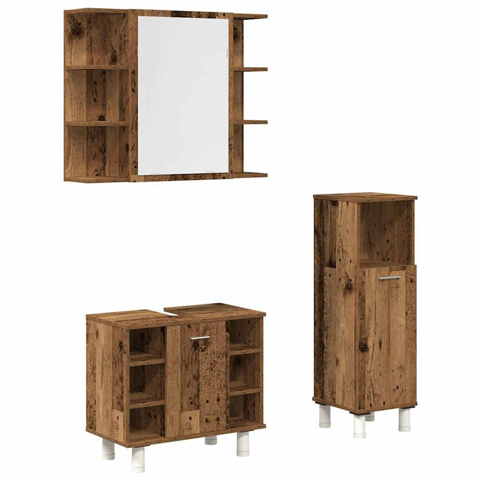 Set mobilier de baie, 3 piese, lemn vechi, lemn prelucrat WALTI