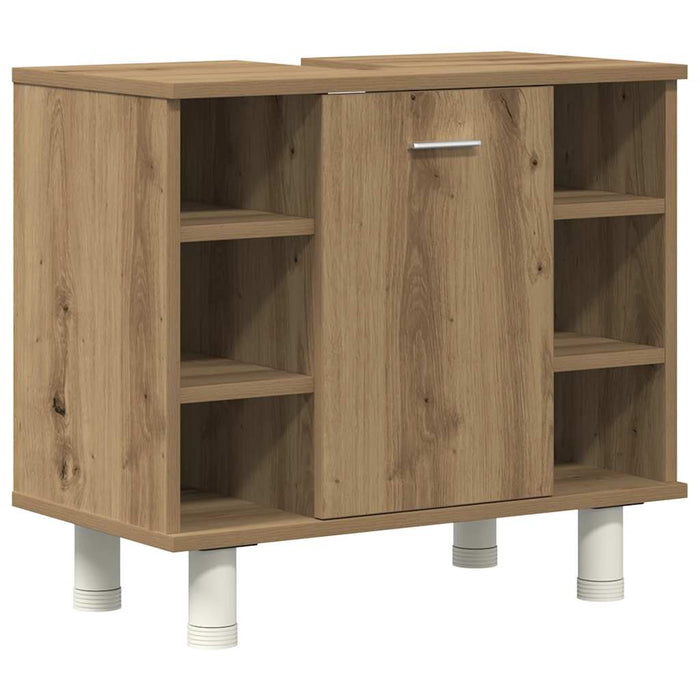 Set mobilier de baie, 3 piese, stejar artizanal, lemn prelucrat - WALTI WALTI