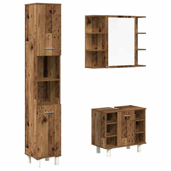 Set mobilier de baie, 3 piese, lemn vechi, lemn prelucrat - WALTI WALTI