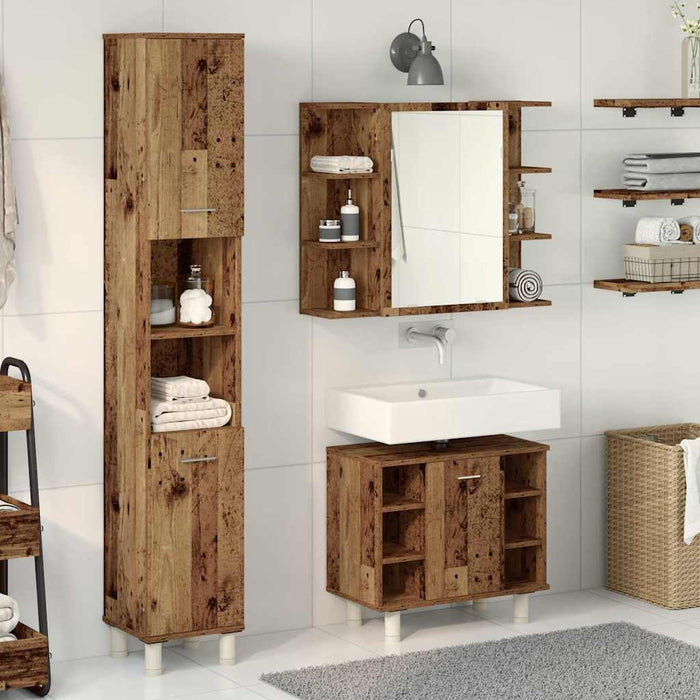 Set mobilier de baie, 3 piese, lemn vechi, lemn prelucrat - WALTI WALTI