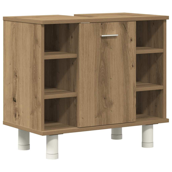 Set mobilier de baie, 3 piese, stejar artizanal, lemn prelucrat - WALTI WALTI