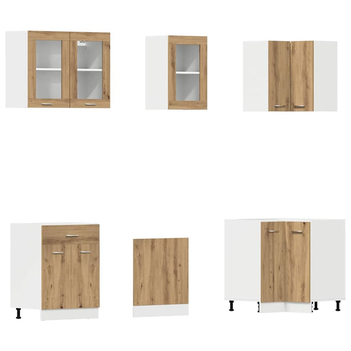 Set dulapuri bucătărie Lyon 11 piese Artisan Stejar lemn prelucrat WALTI