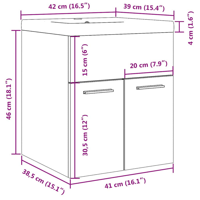 Set mobilier de baie, 2 piese, stejar artizanal, lemn prelucrat - WALTI WALTI