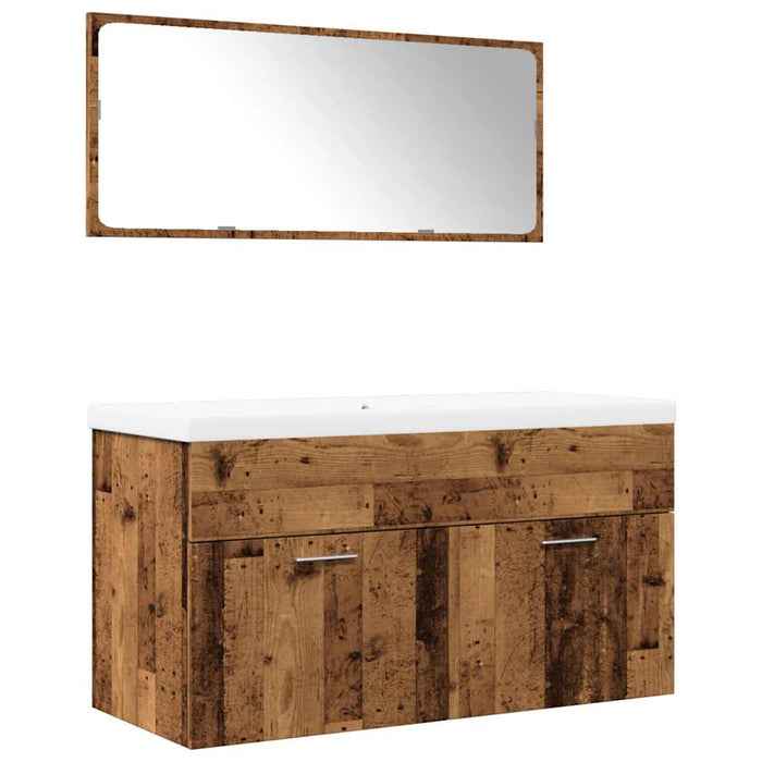 Set mobilier de baie, 3 piese, lemn vechi, lemn prelucrat - WALTI WALTI