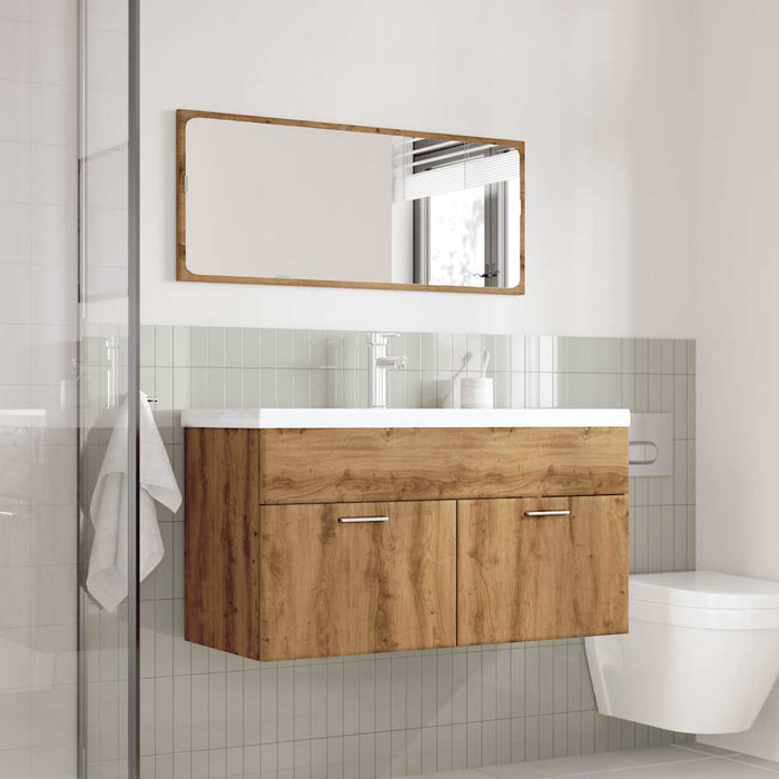 Set mobilier de baie, 3 piese, stejar artizanal, lemn prelucrat - WALTI WALTI