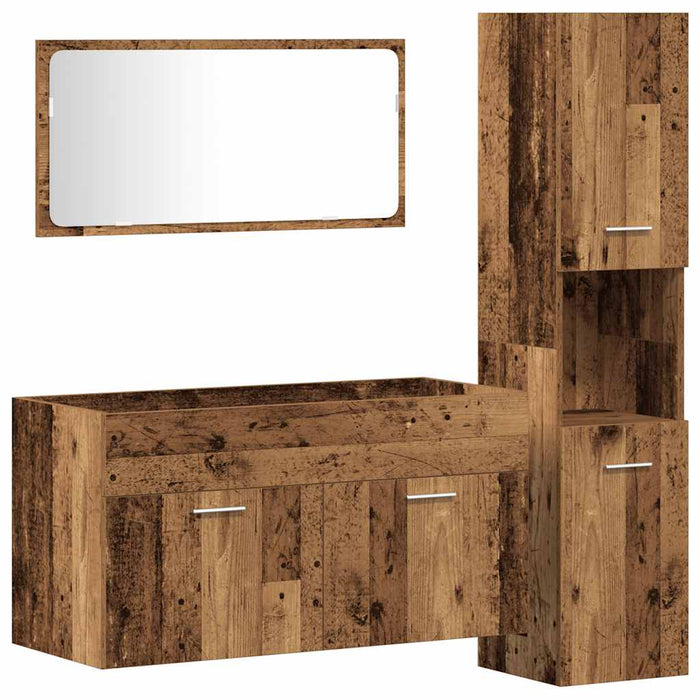 Set mobilier de baie, 3 piese, lemn vechi, lemn prelucrat - WALTI WALTI