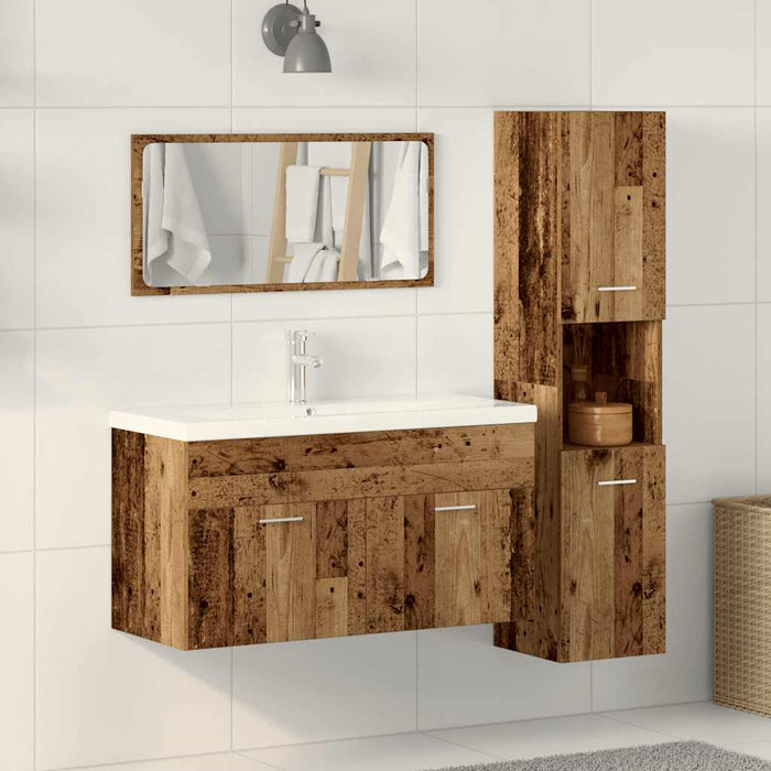 Set mobilier de baie, 3 piese, lemn vechi, lemn prelucrat - WALTI WALTI