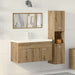 Set mobilier de baie, 3 piese, stejar artizanal, lemn prelucrat - WALTI WALTI