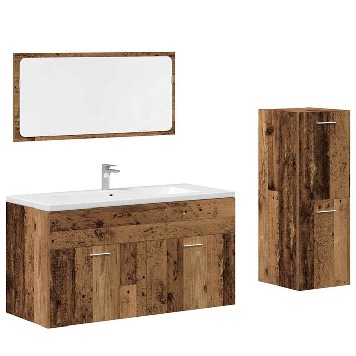 Set mobilier de baie, 3 piese, lemn vechi, lemn prelucrat WALTI