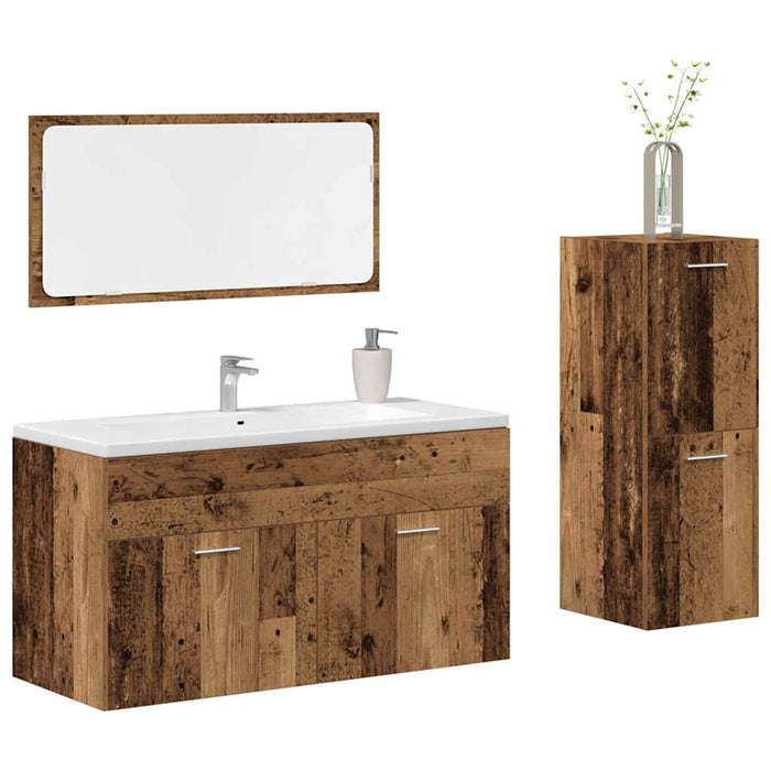 Set mobilier de baie, 3 piese, lemn vechi, lemn prelucrat WALTI