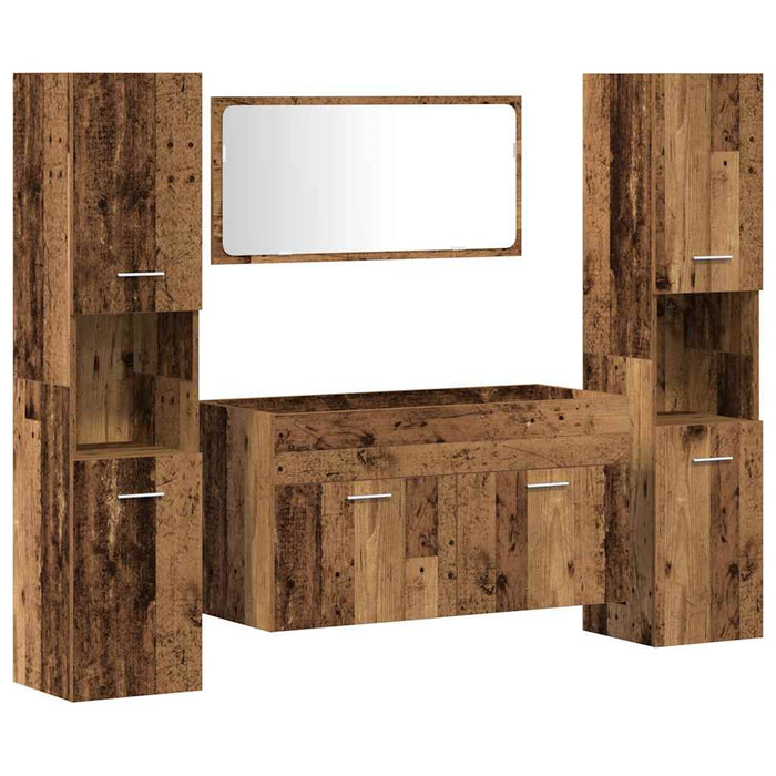 Set mobilier de baie, 4 piese, lemn vechi, lemn prelucrat WALTI