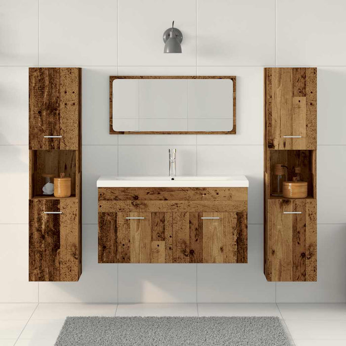 Set mobilier de baie, 4 piese, lemn vechi, lemn prelucrat WALTI