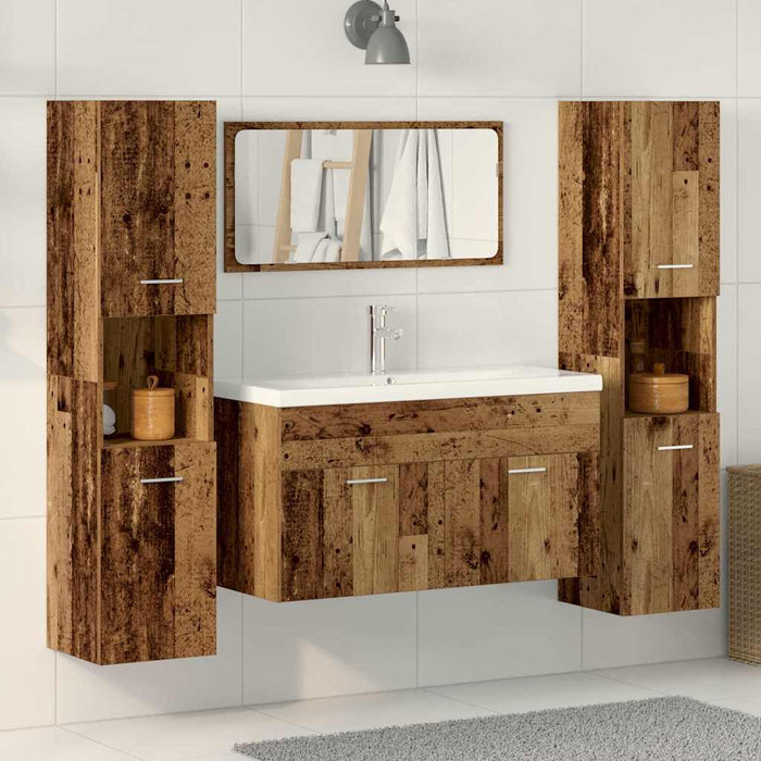 Set mobilier de baie, 4 piese, lemn vechi, lemn prelucrat WALTI