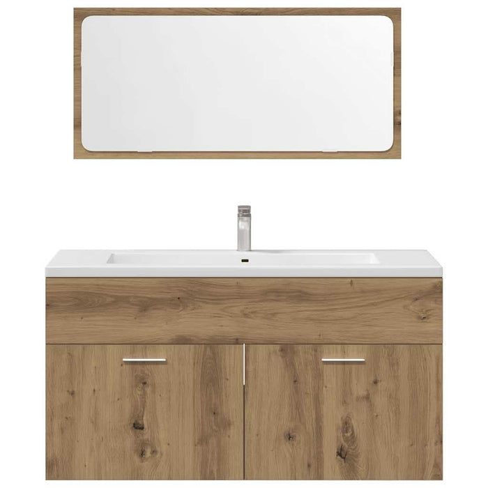 Set mobilier de baie, 4 piese, stejar artizanal, lemn prelucrat - WALTI WALTI