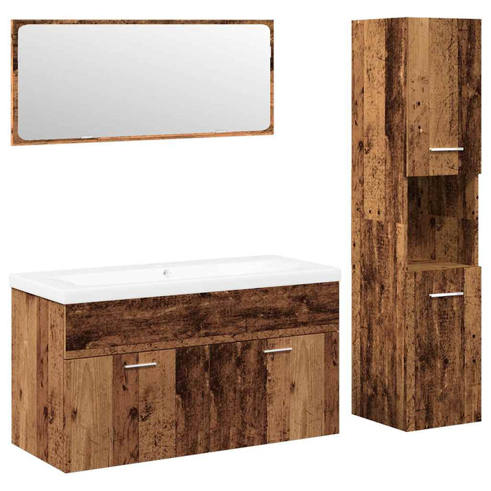 Set mobilier de baie, 4 piese, lemn vechi, lemn prelucrat - WALTI WALTI