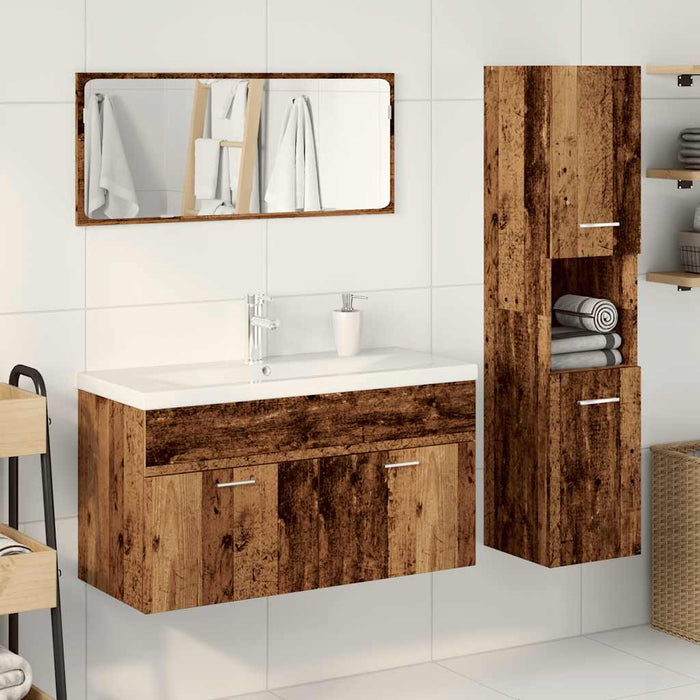Set mobilier de baie, 4 piese, lemn vechi, lemn prelucrat - WALTI WALTI