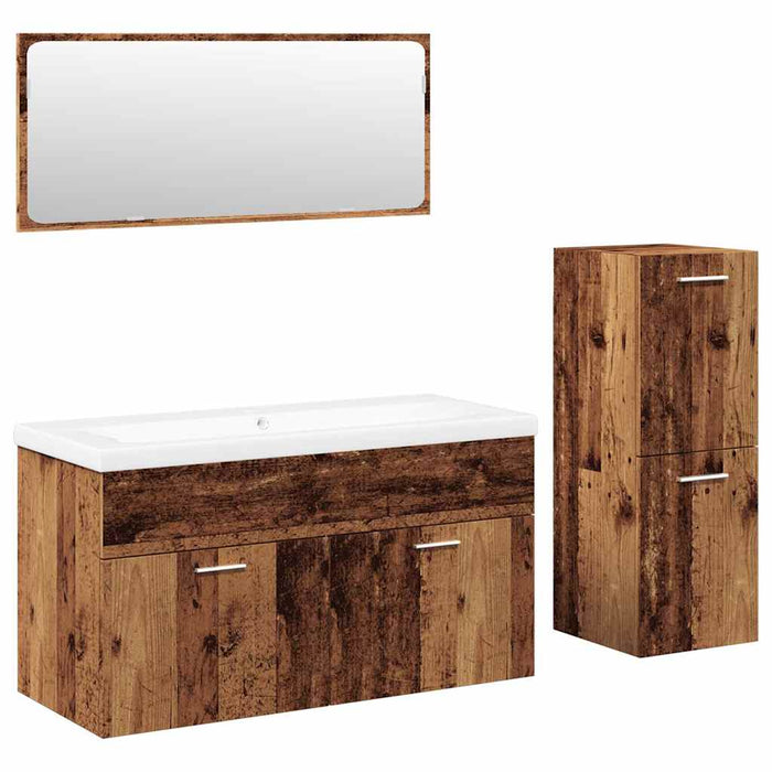 Set mobilier de baie, 4 piese, lemn vechi, lemn prelucrat WALTI