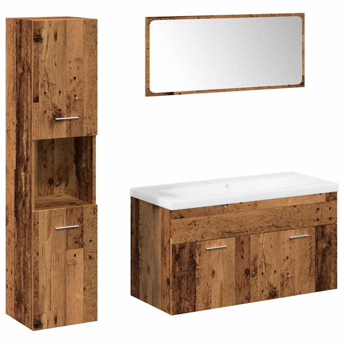 Set mobilier de baie, 5 piese, lemn vechi, lemn prelucrat - WALTI WALTI