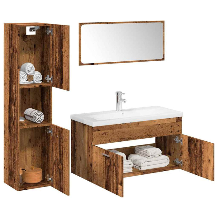 Set mobilier de baie, 5 piese, lemn vechi, lemn prelucrat - WALTI WALTI