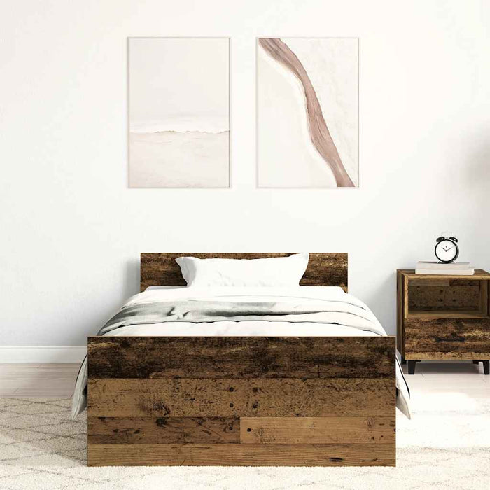 Cadru de pat fără saltea Lemn vechi 100x200cm Lemn prelucrat - WALTI WALTI
