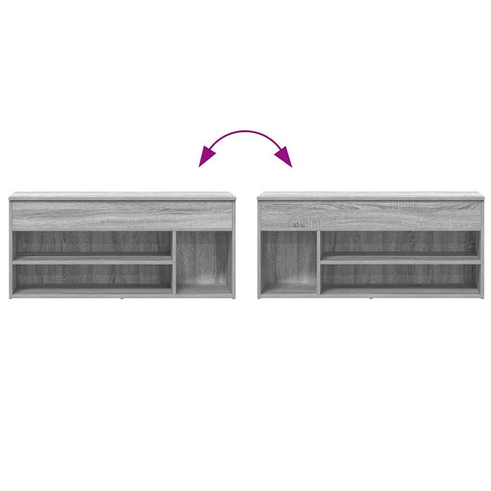Bancă de pantofi, gri sonoma, 102x30,5x45 cm, lemn prelucrat - WALTI WALTI