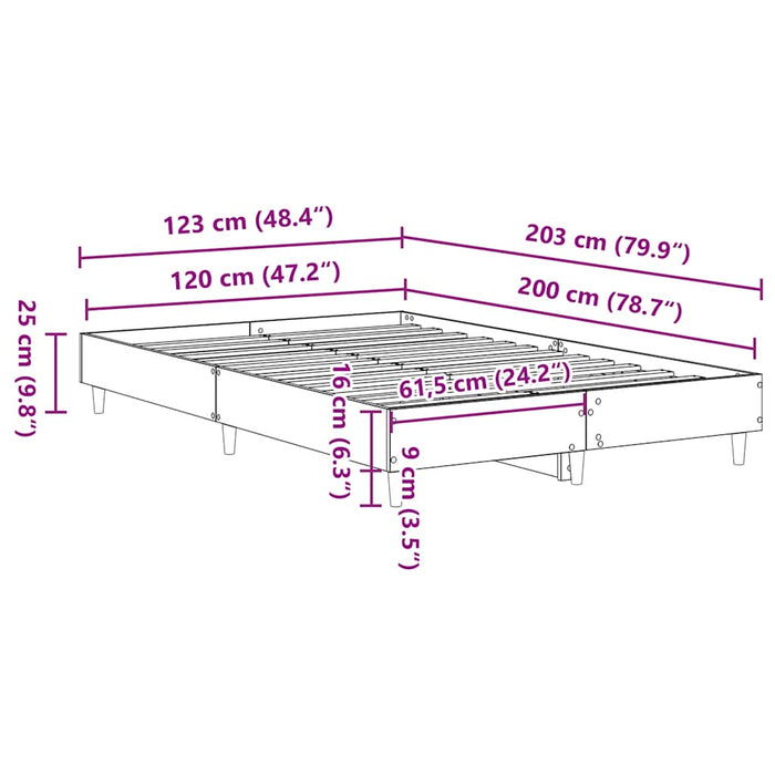 Cadru pat fără saltea Stejar maro 120x200 cm Lemn prelucrat WALTI