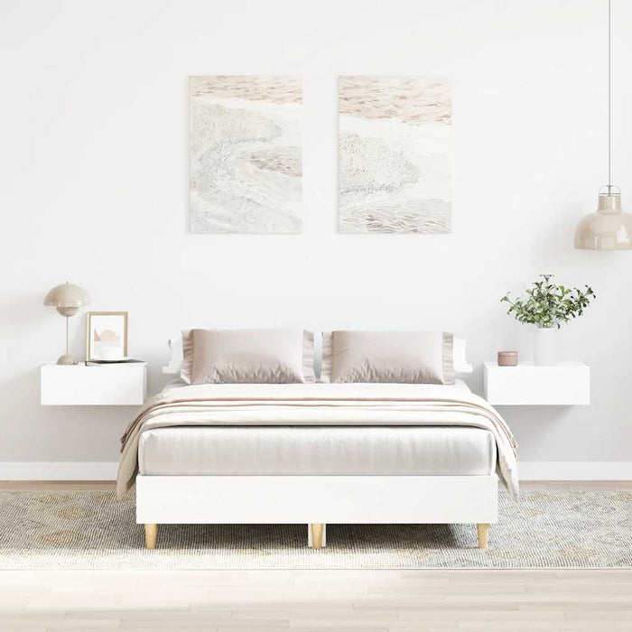 Cadru de pat fără saltea, alb, 140x190 cm, lemn prelucrat - WALTI WALTI