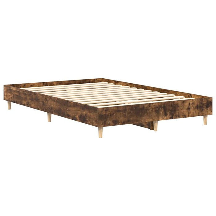 Cadru pat fără saltea Stejar afumat 140x190 cm Lemn prelucrat WALTI