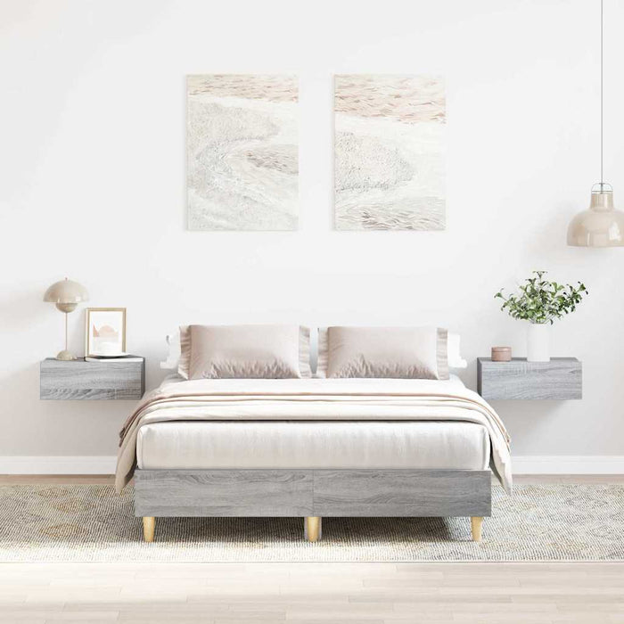 Cadru de pat fără saltea Gri Sonoma 140x190 cm lemn prelucrat - WALTI WALTI