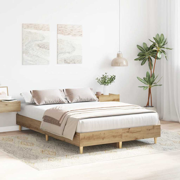 Cadru pat fără saltea Stejar Artisan 140x190 cm Lemn prelucrat - WALTI WALTI