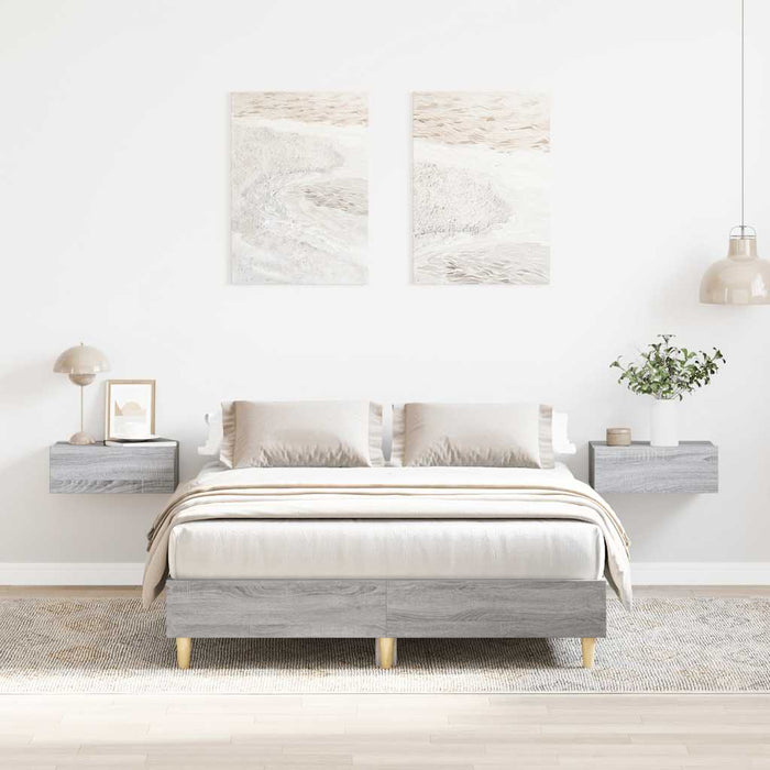 Cadru de pat fără saltea Gri Sonoma 135x190 cm lemn prelucrat - WALTI WALTI