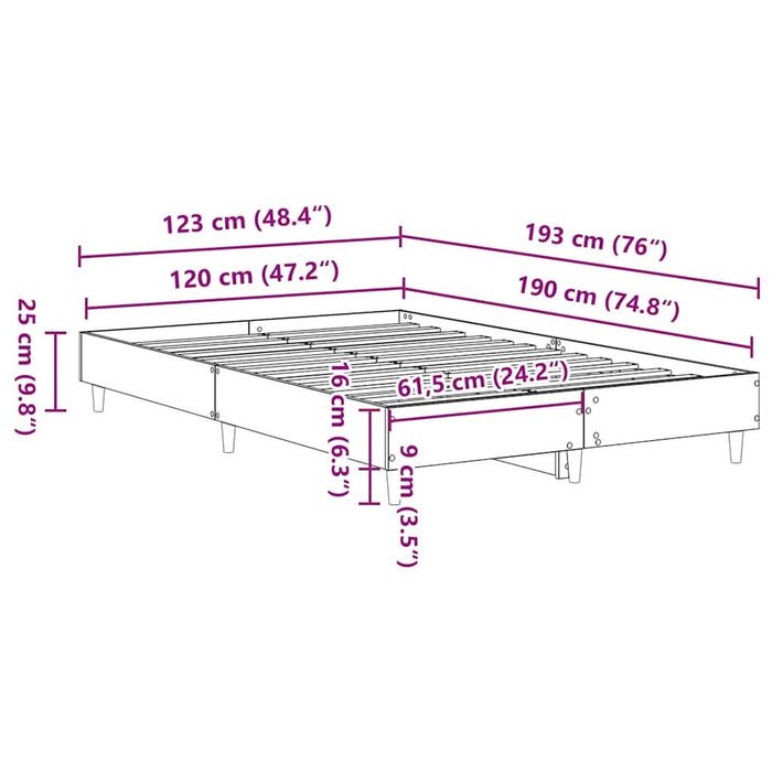 Cadru de pat fără saltea Stejar Sonoma 120x190cm Lemn prelucrat - WALTI WALTI