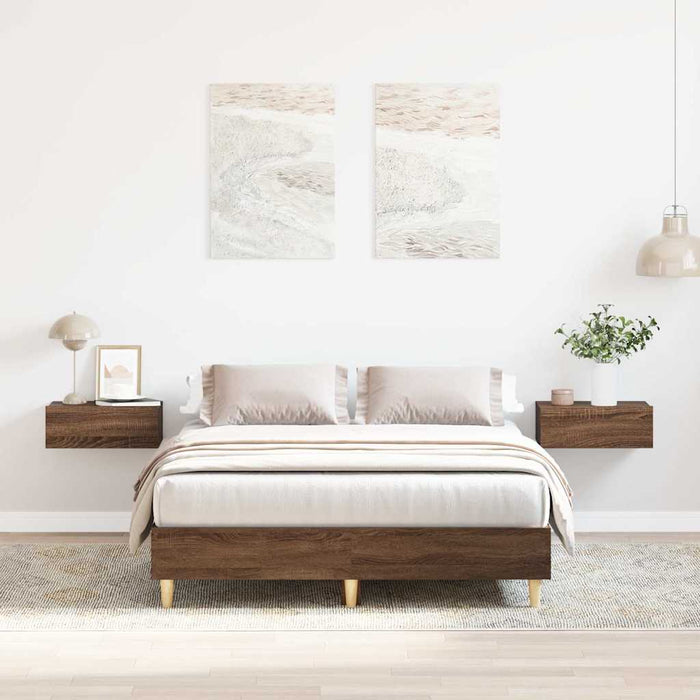 Cadru pat fără saltea Stejar maro 120x190 cm Lemn prelucrat - WALTI WALTI