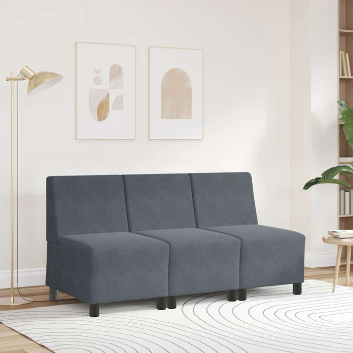 Canapea modulară fără brațe, gri închis, 55 cm, catifea WALTI