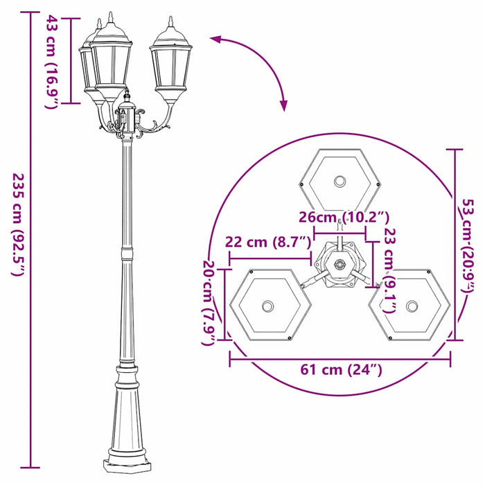 Lumina de grădină Bronz 235 cm Aluminiu - WALTI WALTI
