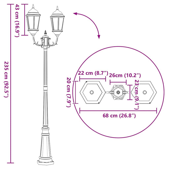 Lumina de grădină Alb 235 cm Aluminiu - WALTI WALTI